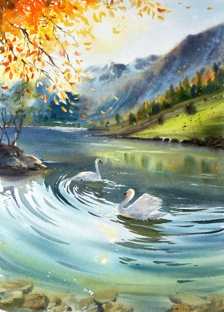 learn to paint a swan in watercolor