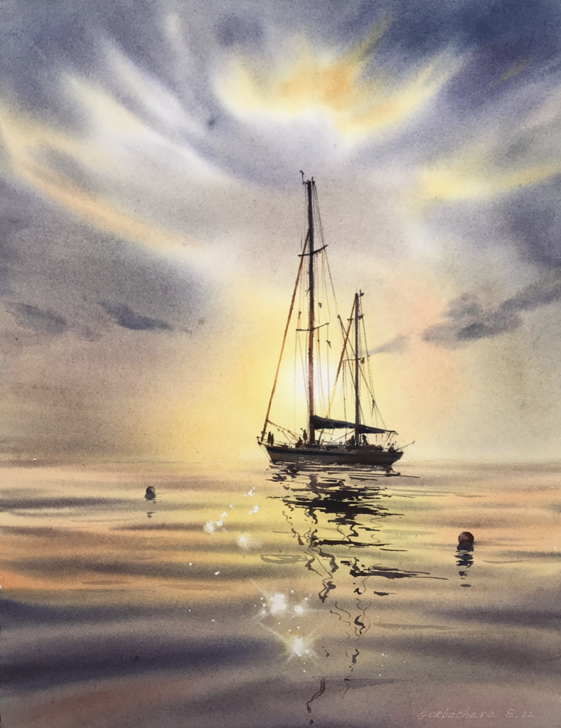 Sailboat in watercolor