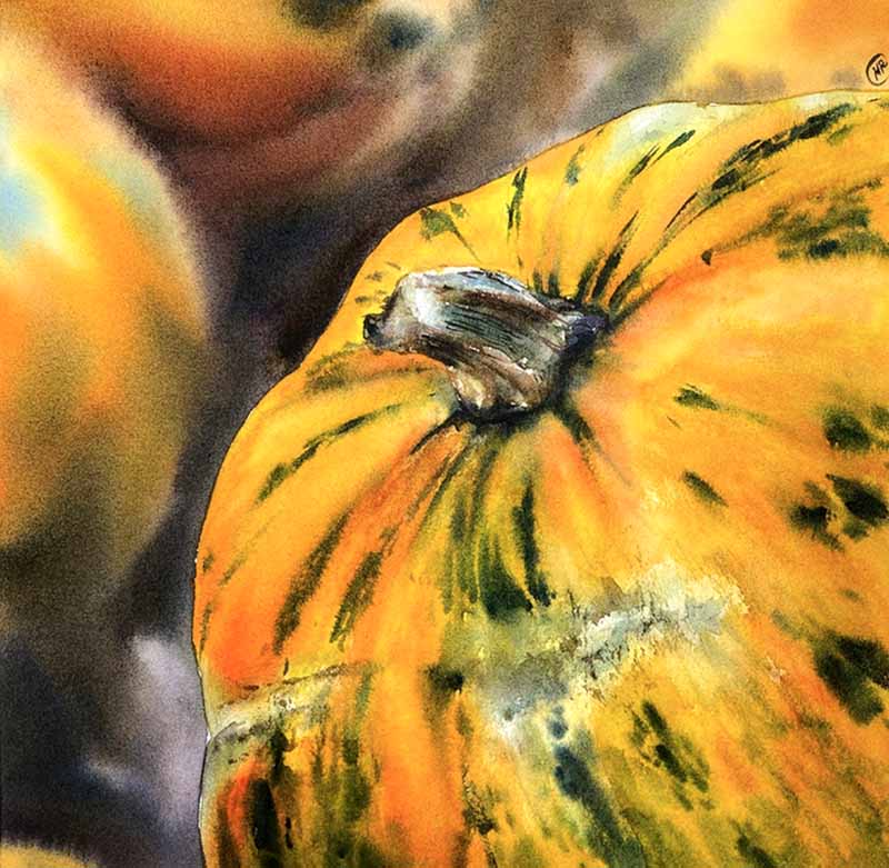 learn to paint watercolor pumpkin